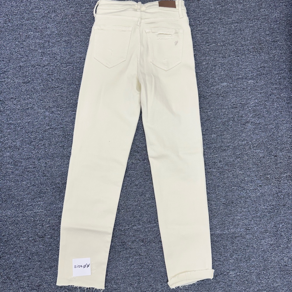 Carly Jean Los Angeles Cream Distressed Jeans